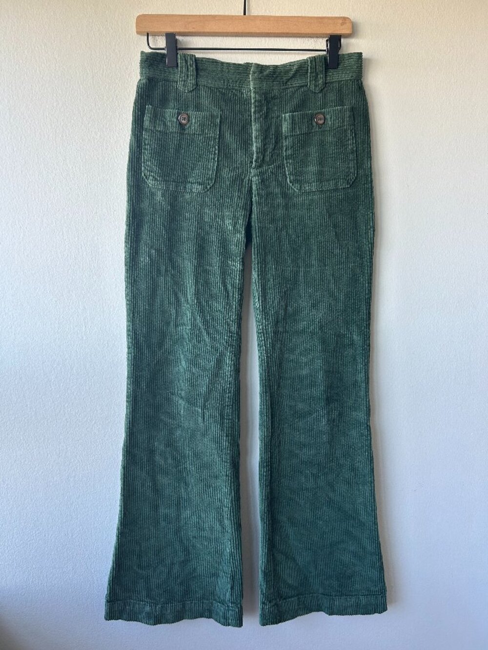 Free People Wide Leg Corduroy Pants Hunter Moss Green Size 0